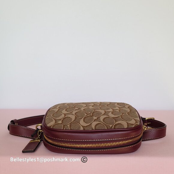 COACH 1941 Small BELT Bag in Signature Jacquard and Smooth Leather- Tan Scarlet - Picture 12 of 16